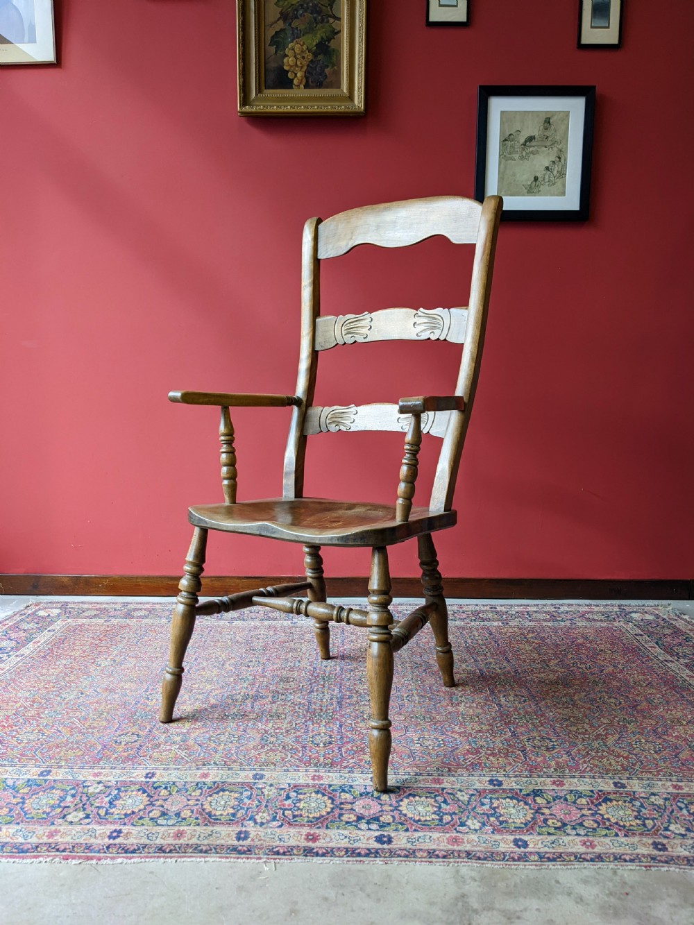 Antique 19th Century Carved Beech Windsor Chair View VI