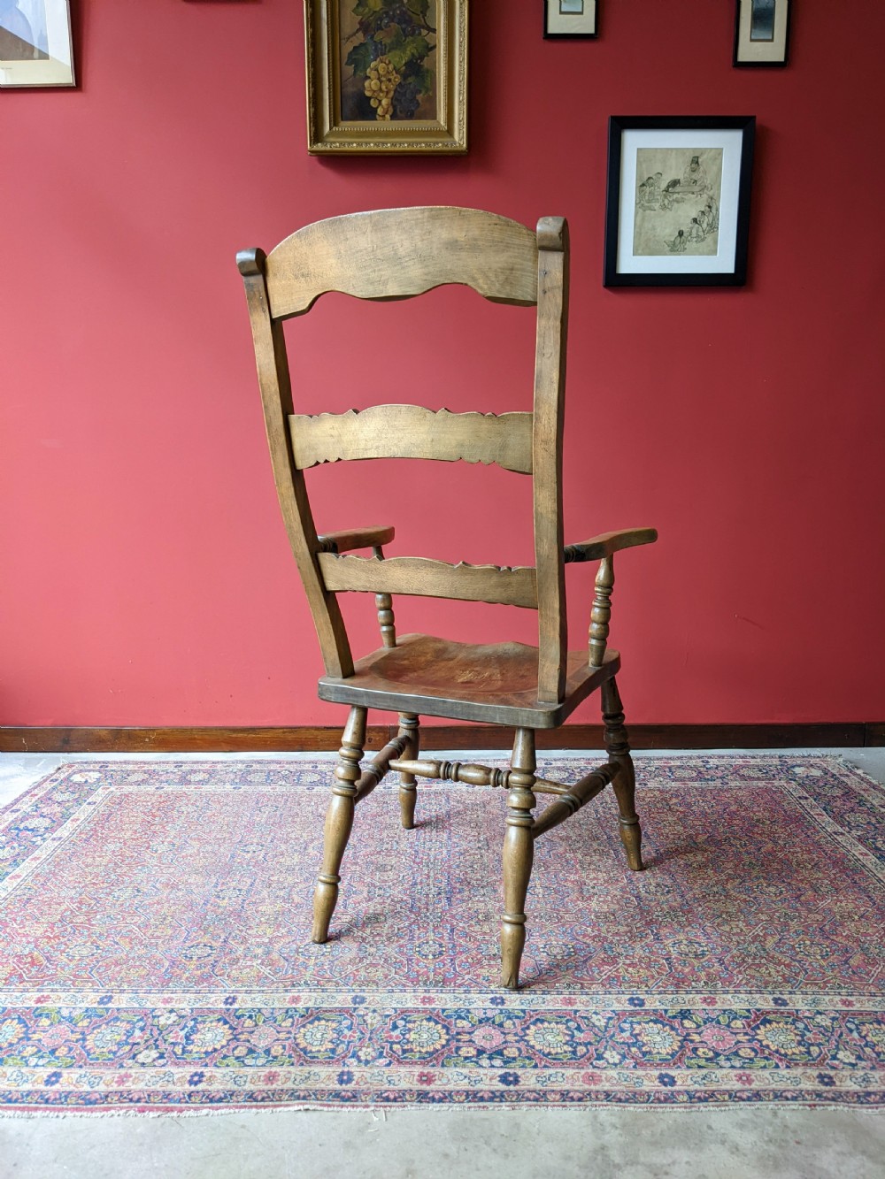 Antique 19th Century Carved Beech Windsor Chair View VIII