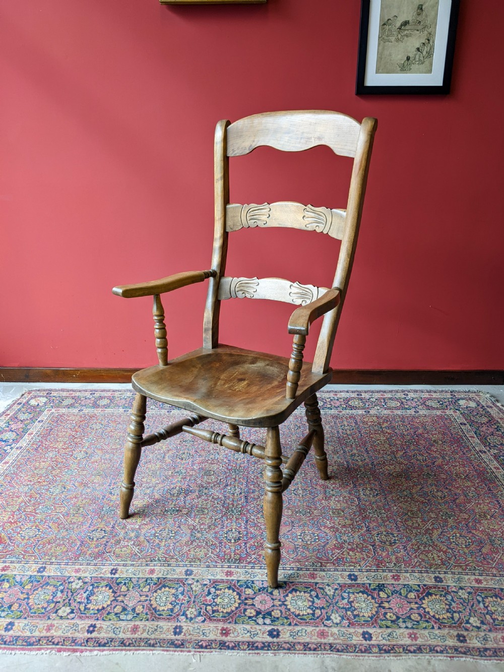 Antique 19th Century Carved Beech Windsor Chair View IX