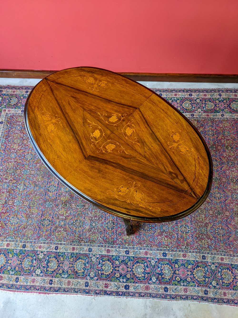 Antique Victorian Inlaid Walnut Occasional Table View II