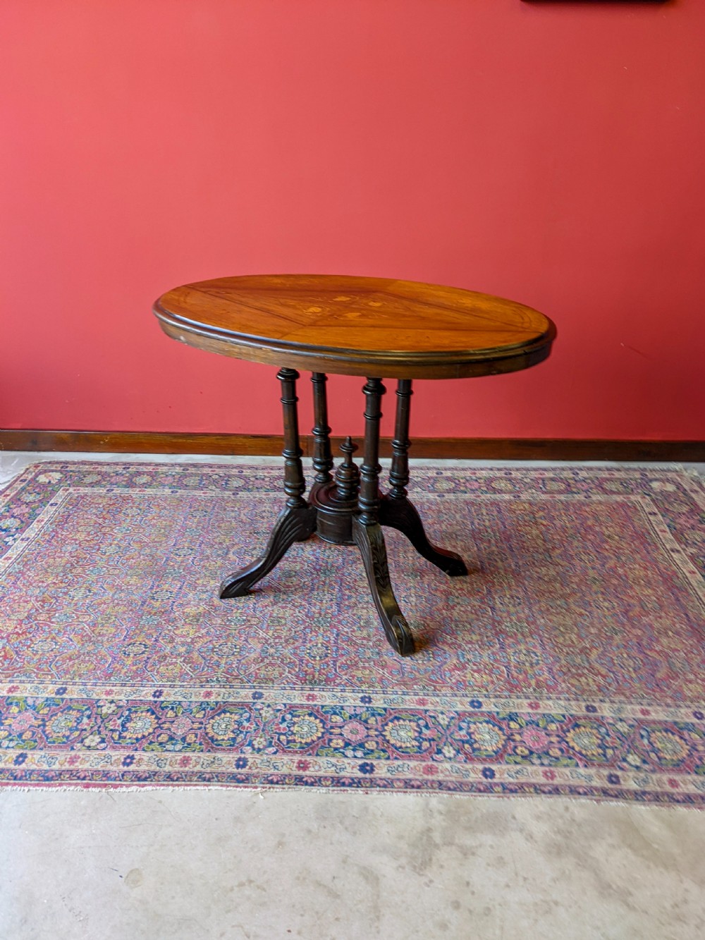 Antique Victorian Inlaid Walnut Occasional Table View III