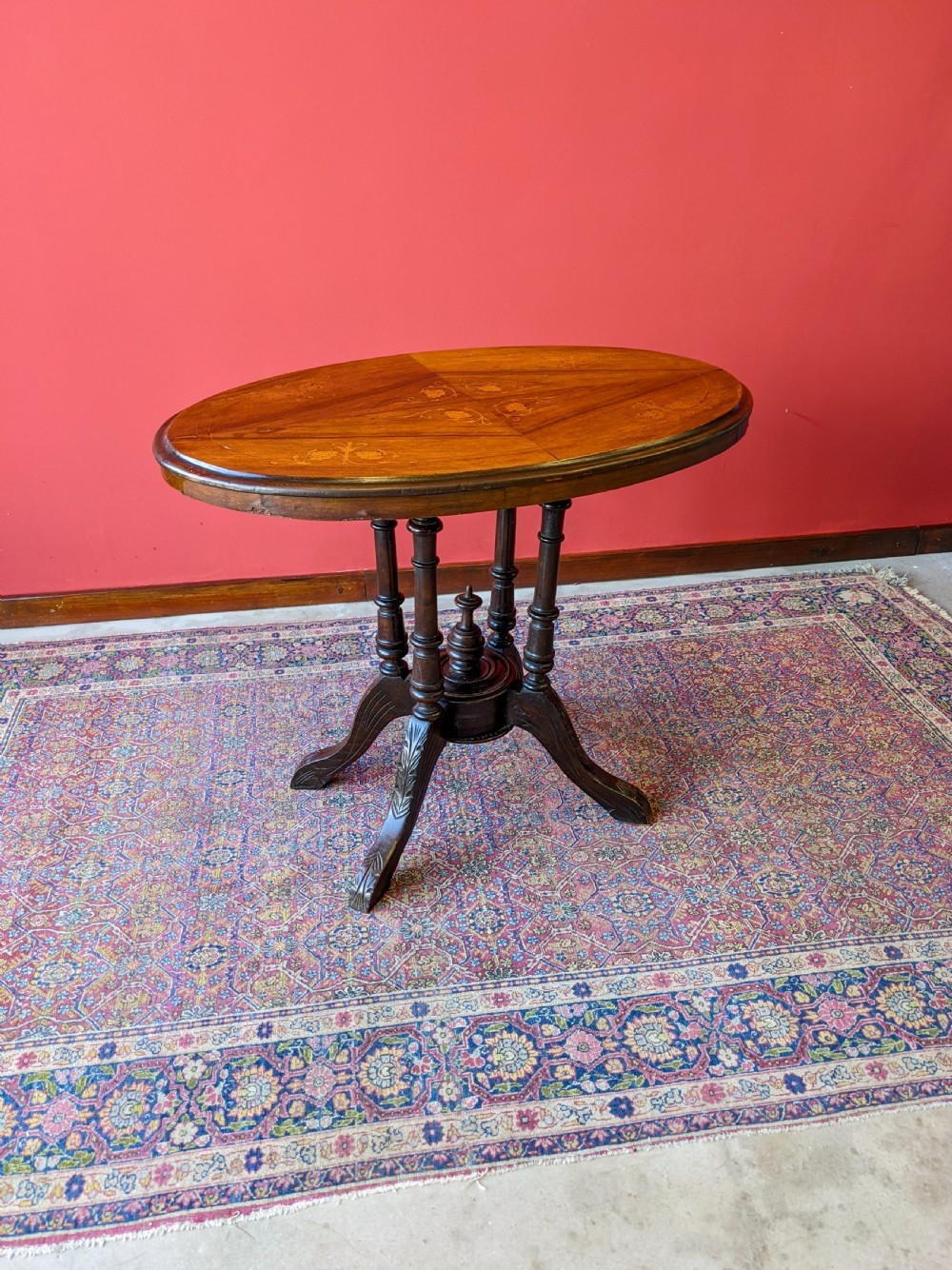 Antique Victorian Inlaid Walnut Occasional Table View IV