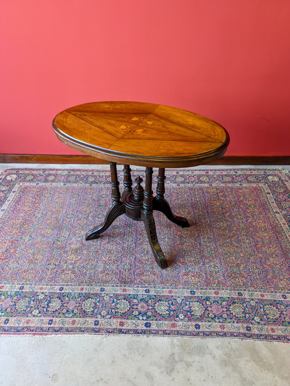 Antique Victorian Inlaid Walnut Occasional Table View V