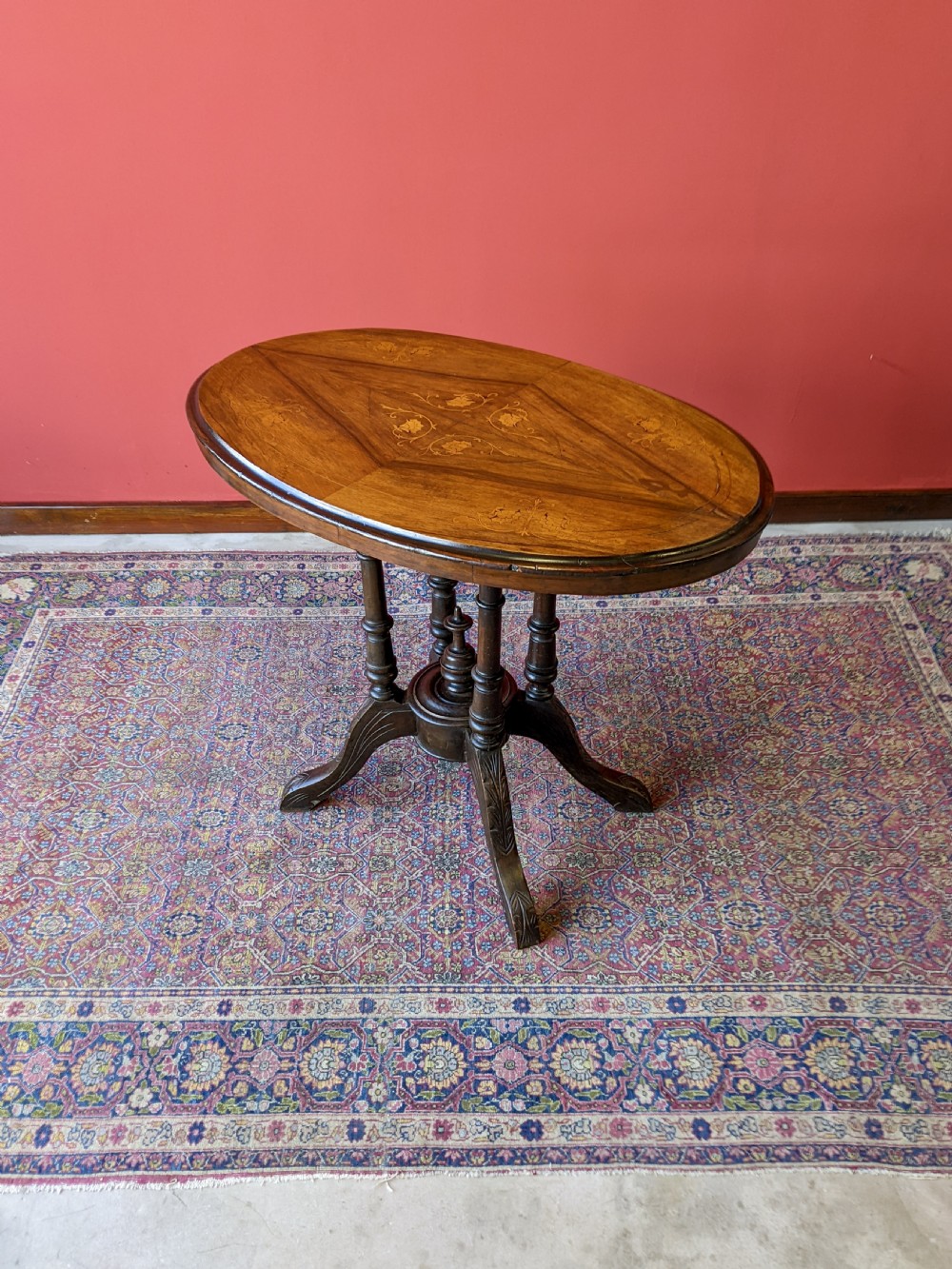 Antique Victorian Inlaid Walnut Occasional Table View VII