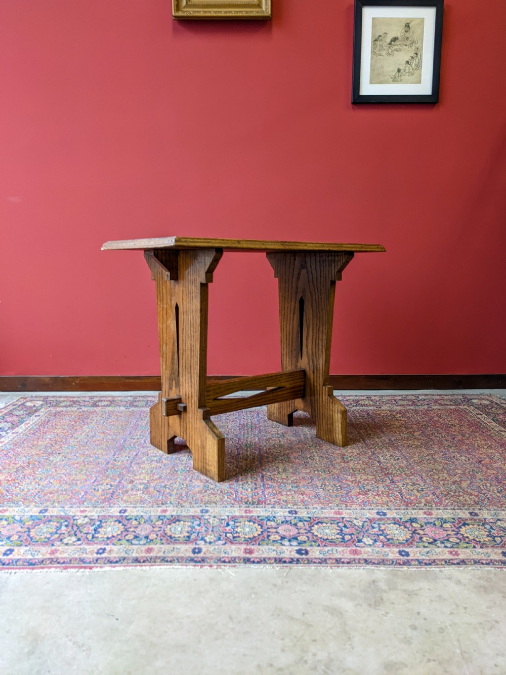 Antique Arts & Crafts Movement Light Oak Coffee Table View IV