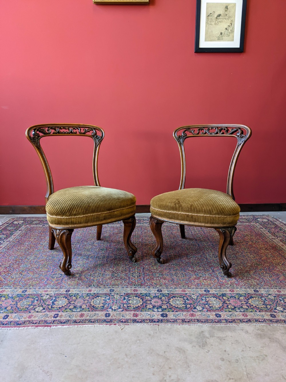 Pair of Antique Victorian Carved Walnut Side Chairs View IV