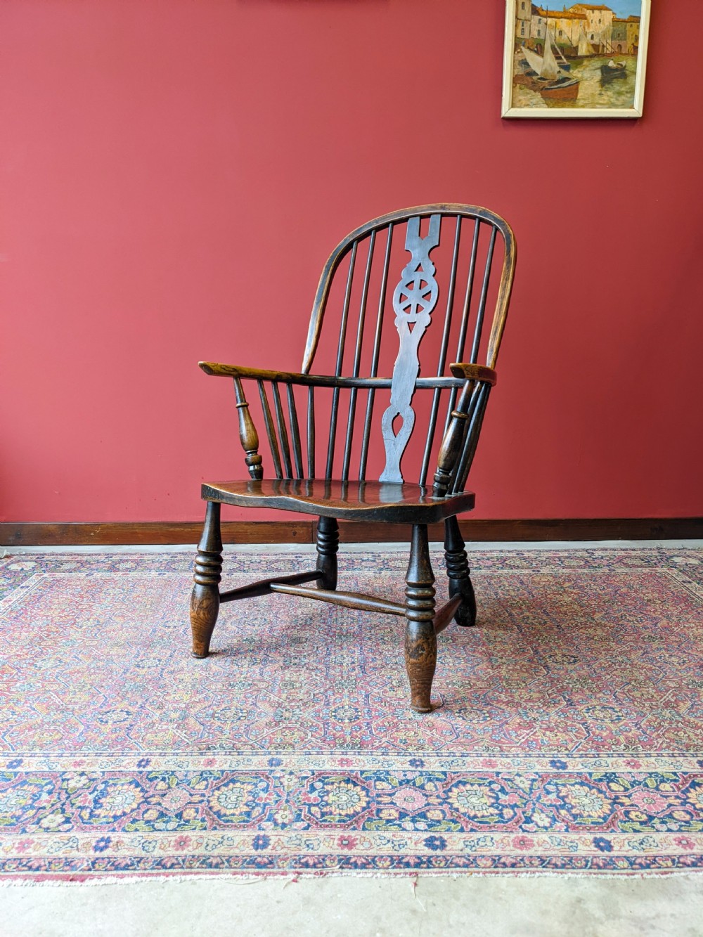 Antique Victorian Ash & Elm Fireside Windsor Chair