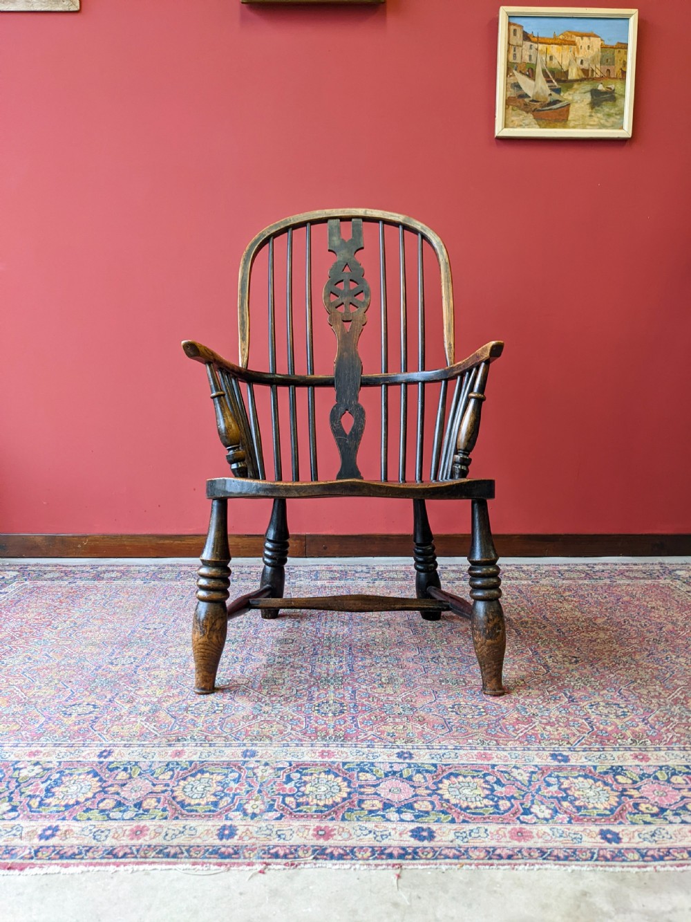 Antique Victorian Ash & Elm Fireside Windsor Chair View II