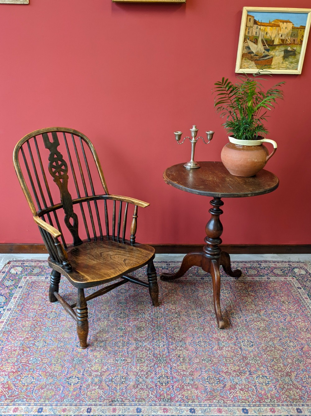 Antique Victorian Ash & Elm Fireside Windsor Chair View III