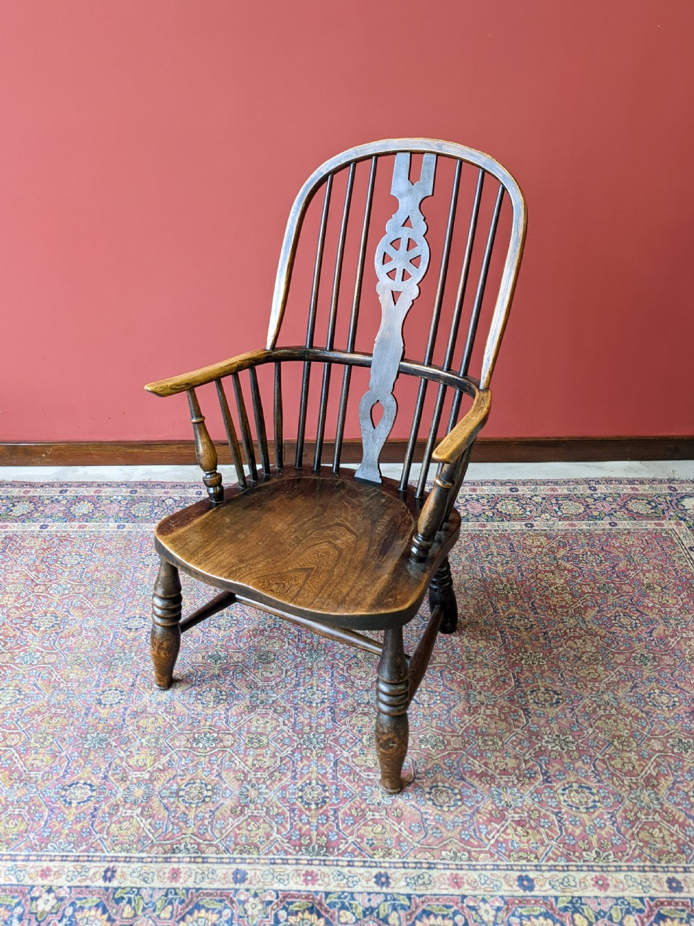 Antique Victorian Ash & Elm Fireside Windsor Chair View V