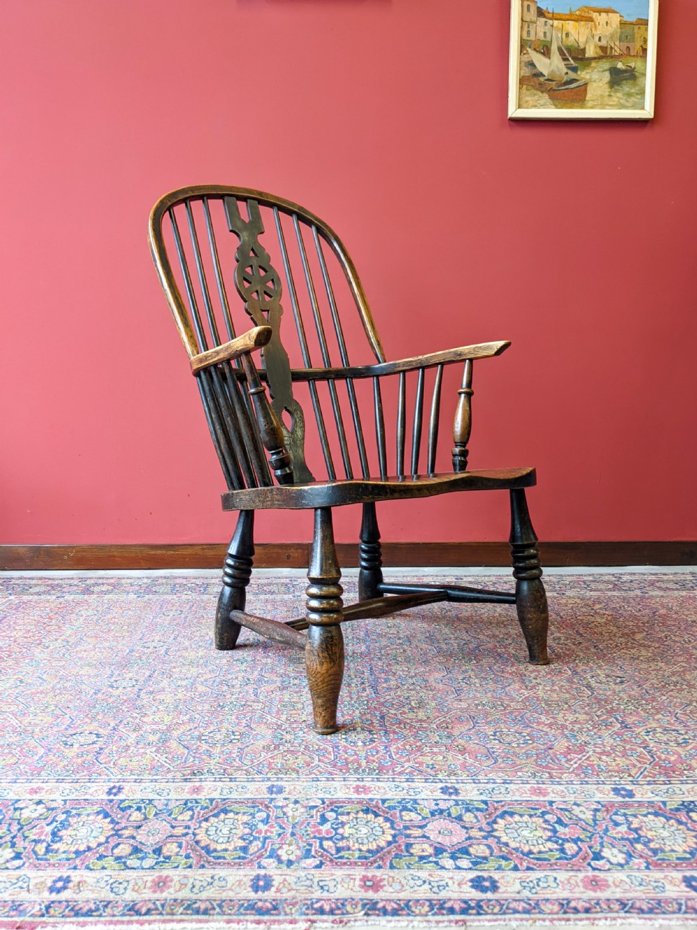Antique Victorian Ash & Elm Fireside Windsor Chair View VI