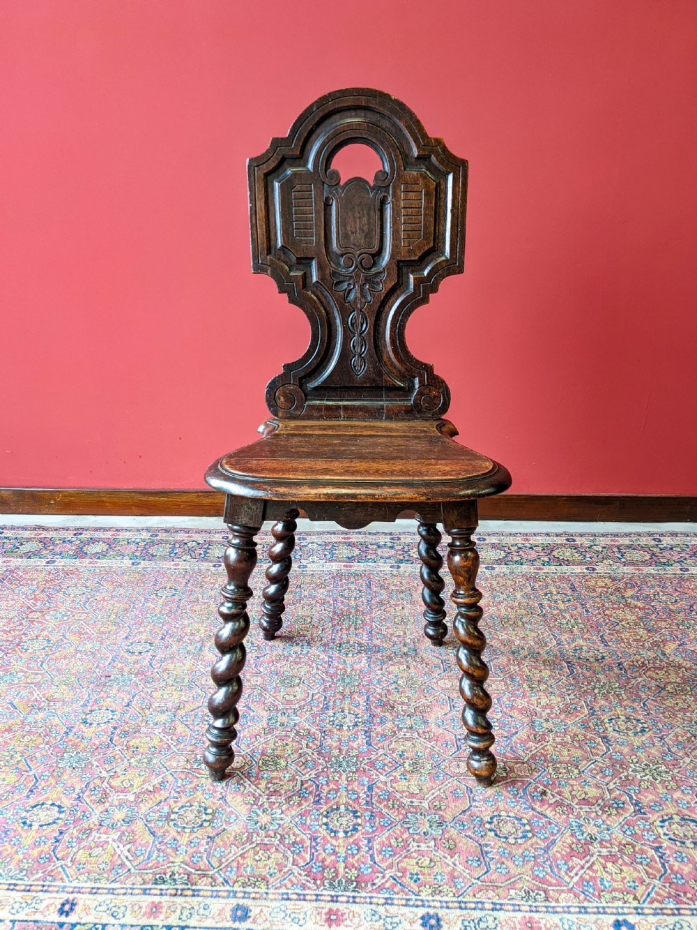 Pair of Antique 19th Century Oak Hall Chairs View IV