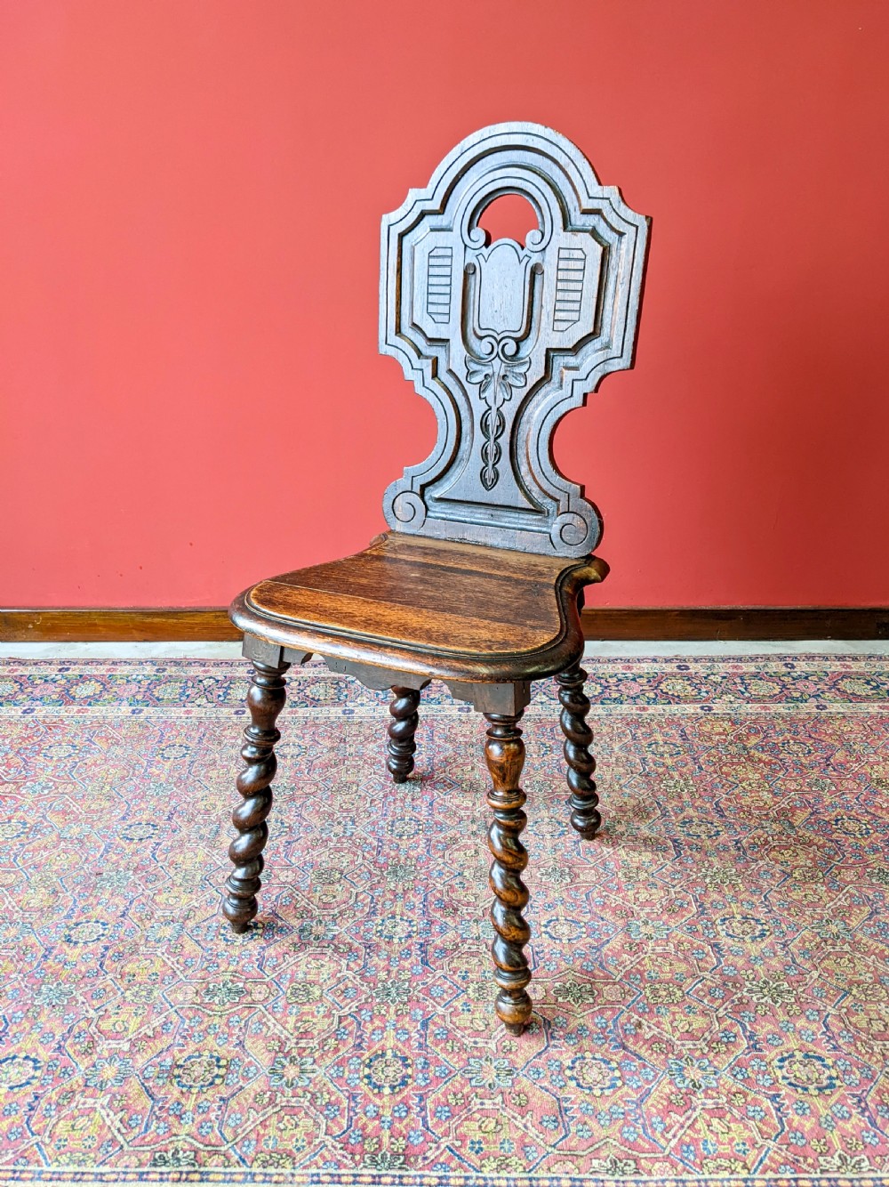 Pair of Antique 19th Century Oak Hall Chairs View V