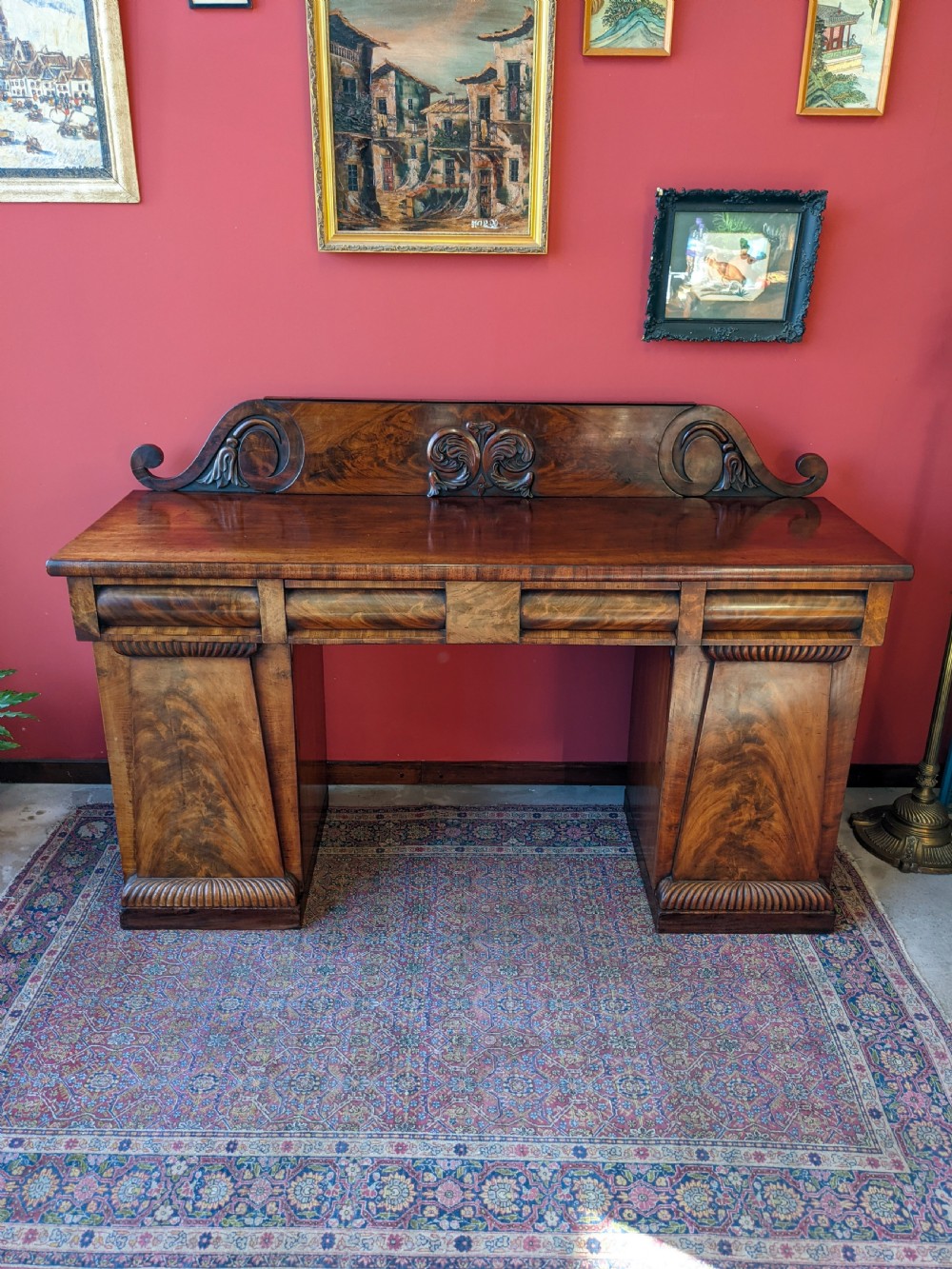 Antique 19th Century Regency Mahogany Sideboard Credenza with Cellarette