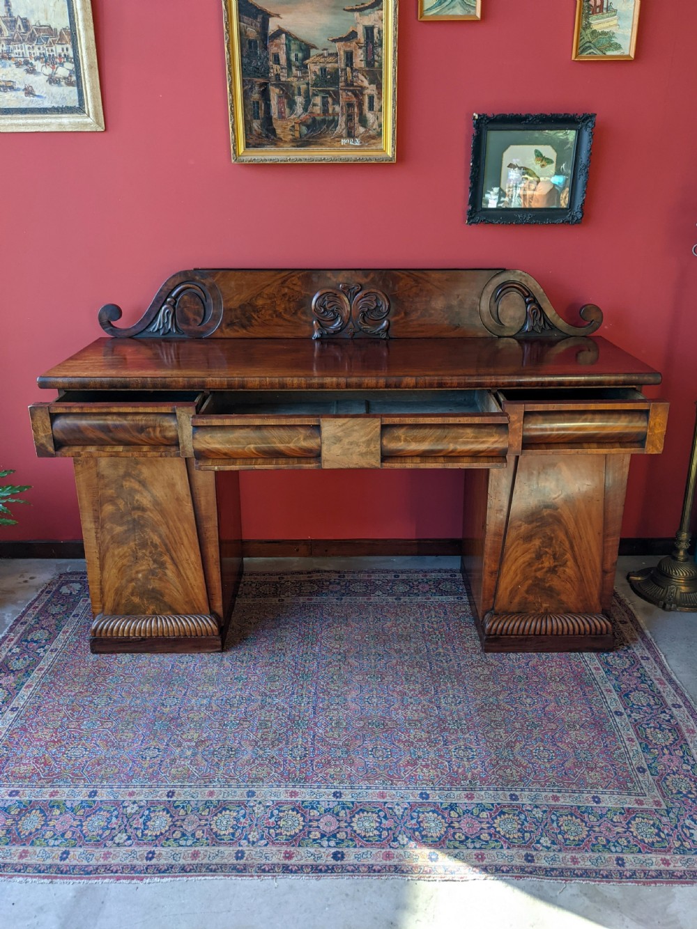Antique 19th Century Regency Mahogany Sideboard Credenza with Cellarette View III