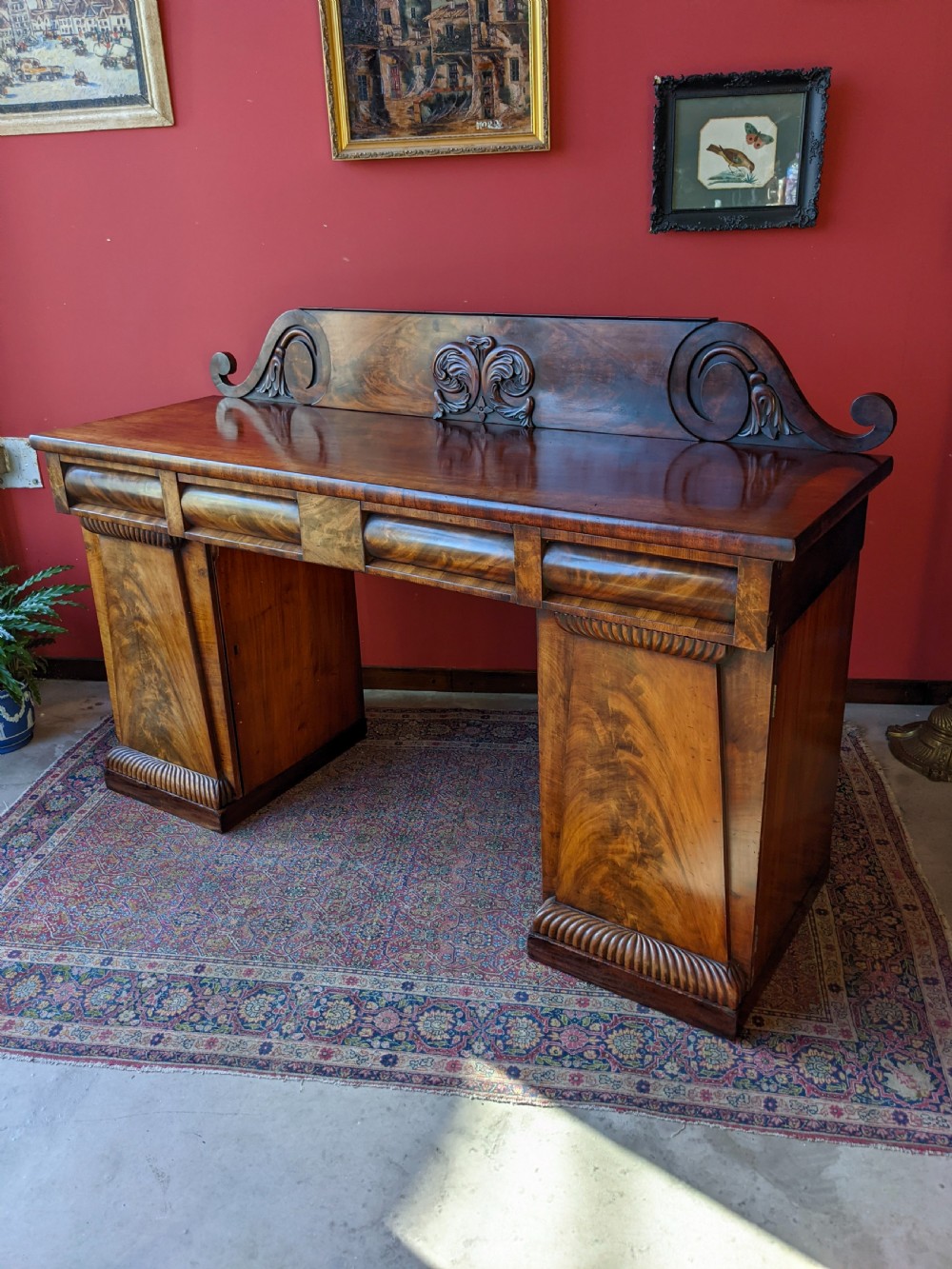 Antique 19th Century Regency Mahogany Sideboard Credenza with Cellarette View IV