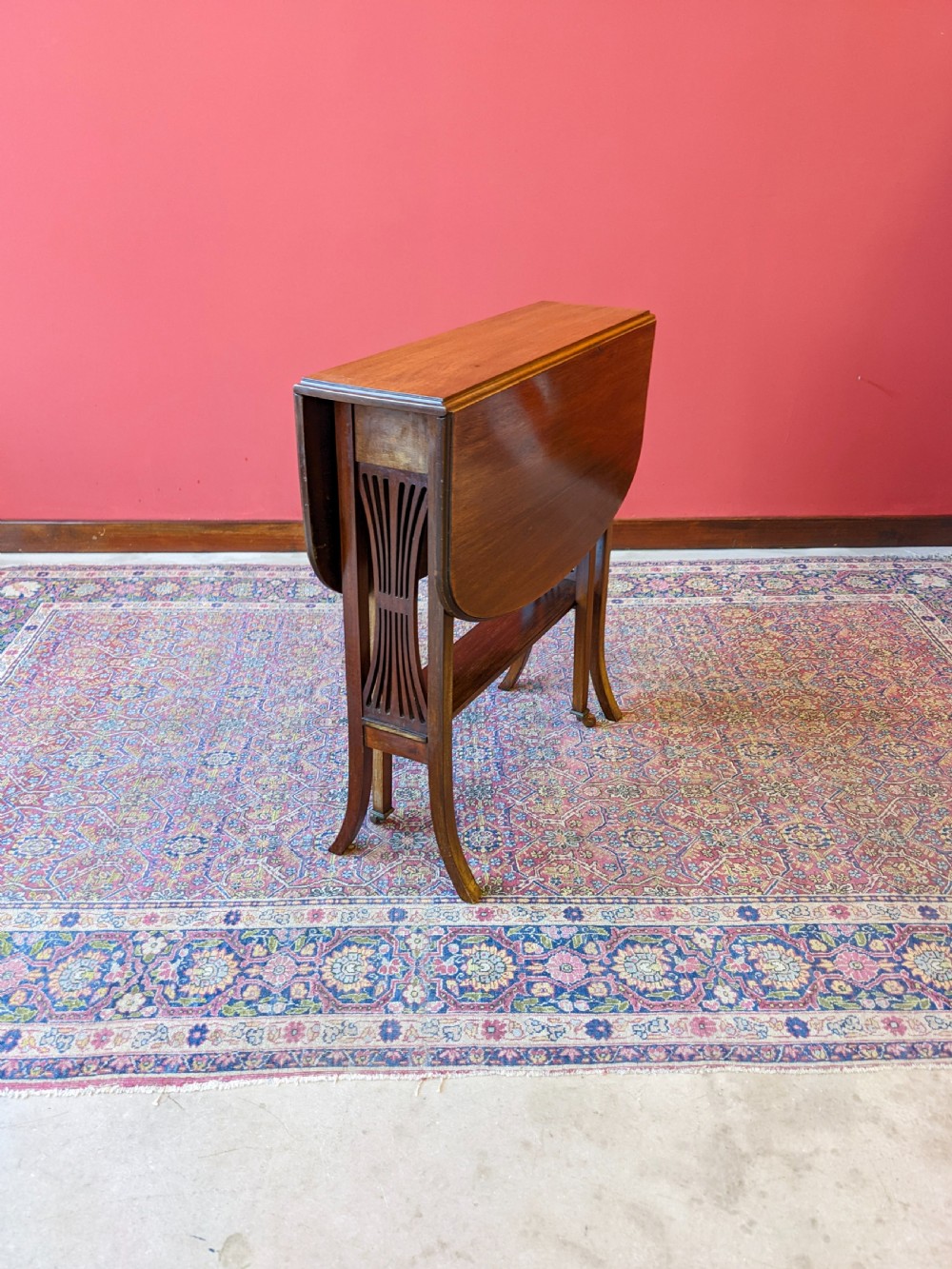 Antique Edwardian Mahogany Sutherland Table / Small Drop Leaf Side Table View II