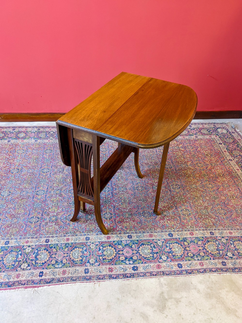 Antique Edwardian Mahogany Sutherland Table / Small Drop Leaf Side Table View III