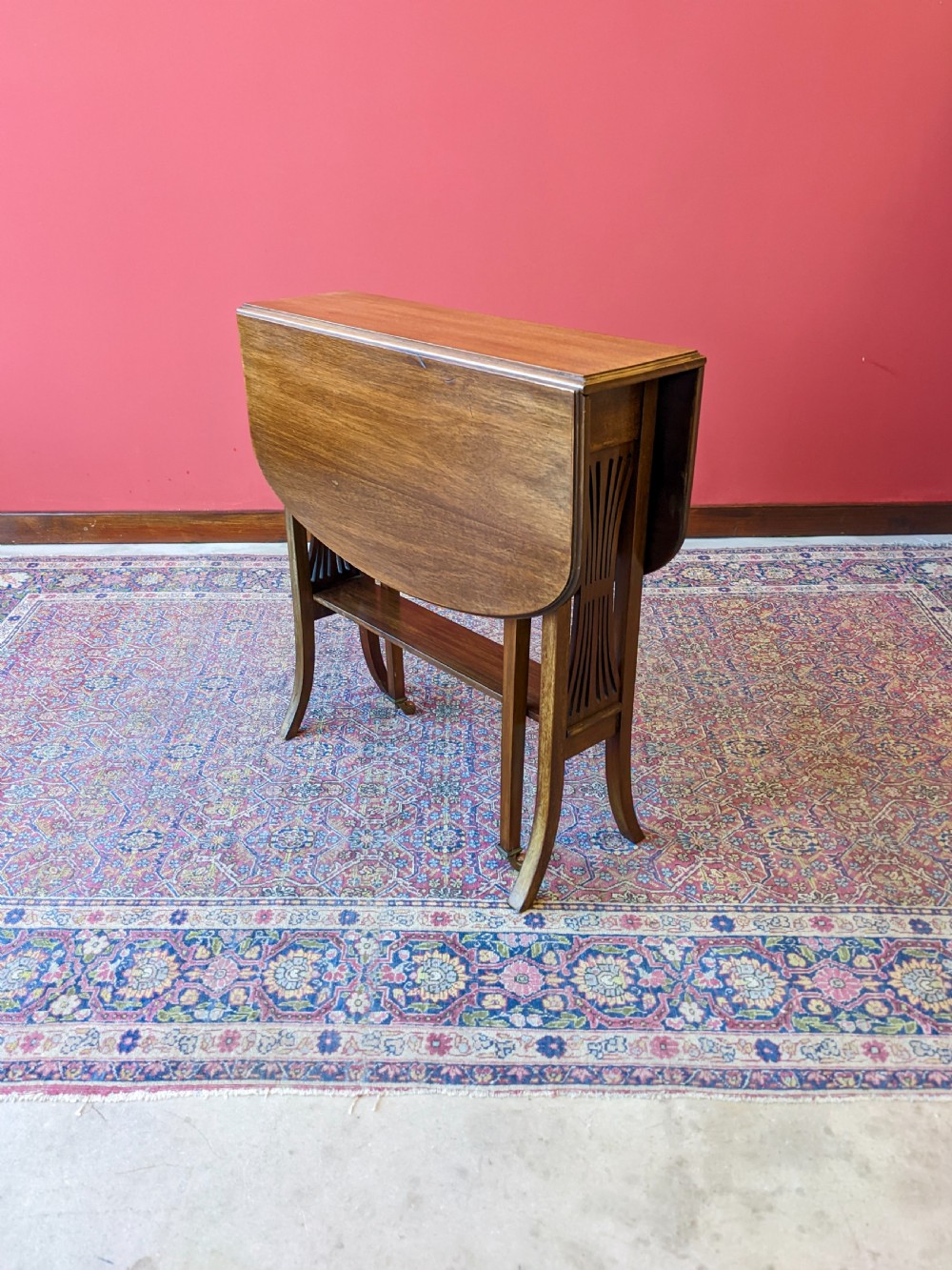 Antique Edwardian Mahogany Sutherland Table / Small Drop Leaf Side Table View IV
