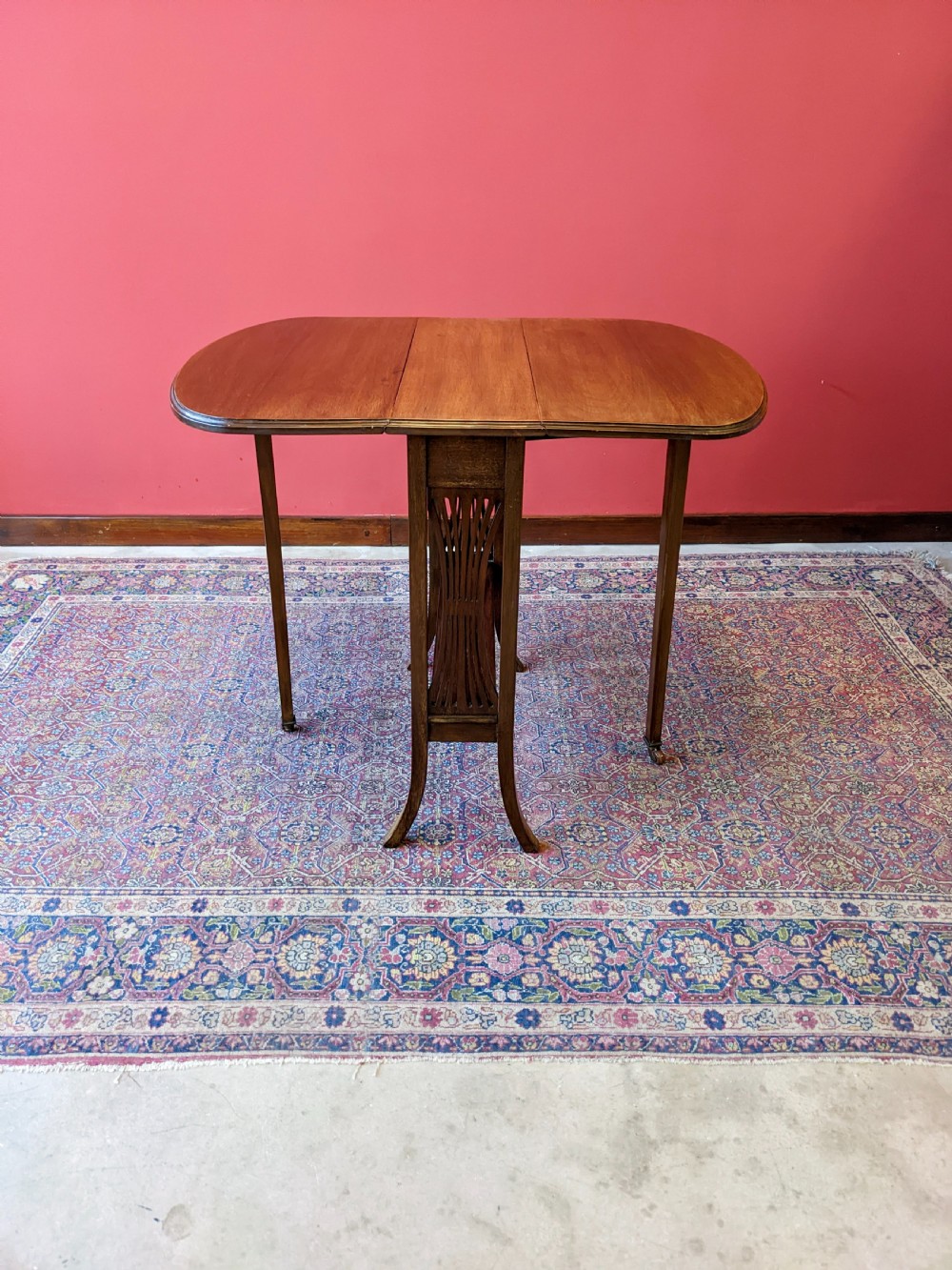 Antique Edwardian Mahogany Sutherland Table / Small Drop Leaf Side Table View V