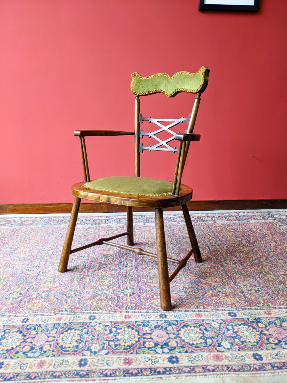 Antique Oak Diminutive Arts & Crafts Elbow Chair Circa 1900 View II