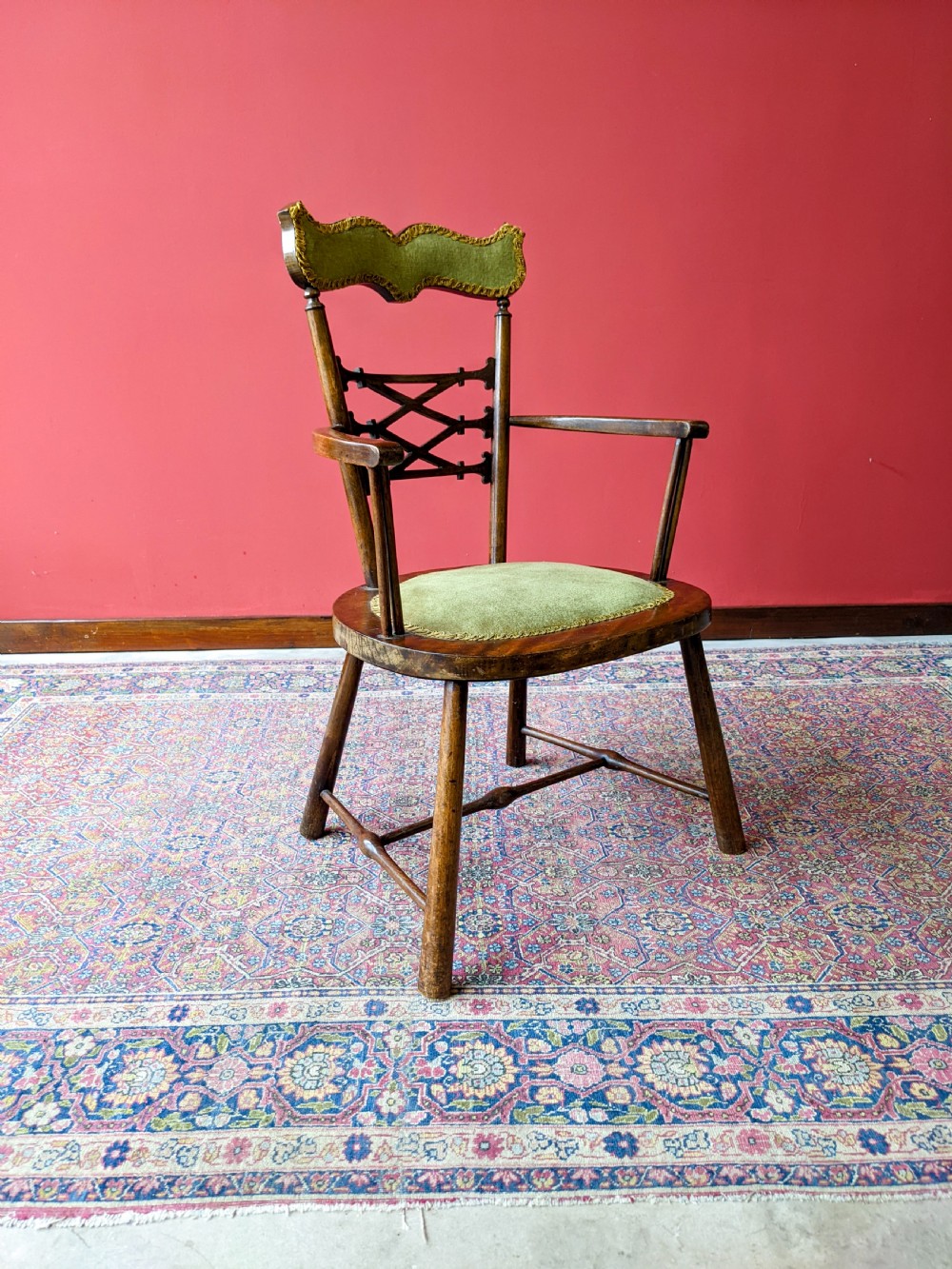 Antique Oak Diminutive Arts & Crafts Elbow Chair Circa 1900 View III