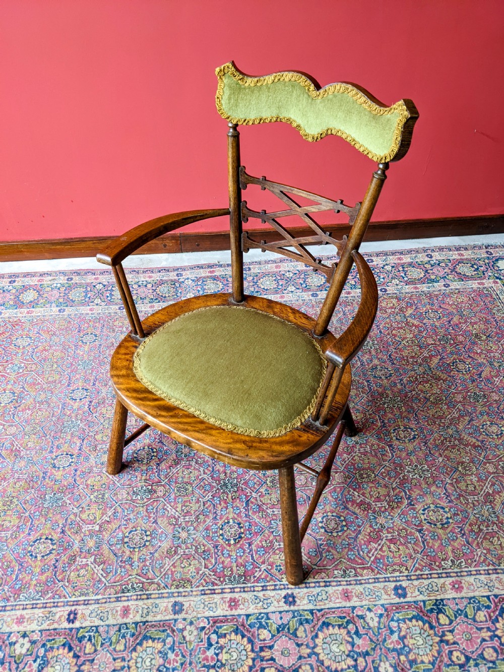 Antique Oak Diminutive Arts & Crafts Elbow Chair Circa 1900 View IV
