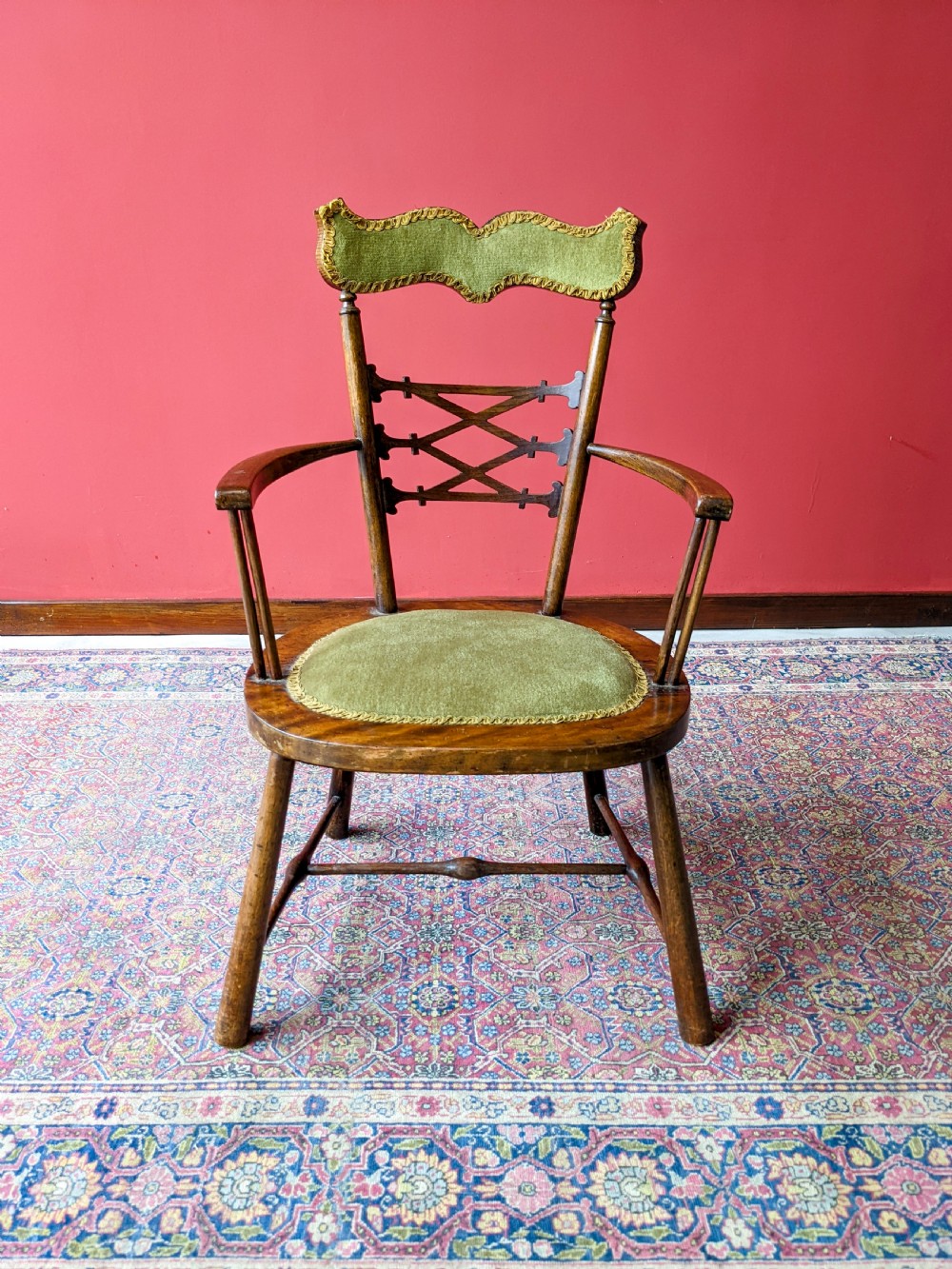 Antique Oak Diminutive Arts & Crafts Elbow Chair Circa 1900 View VII