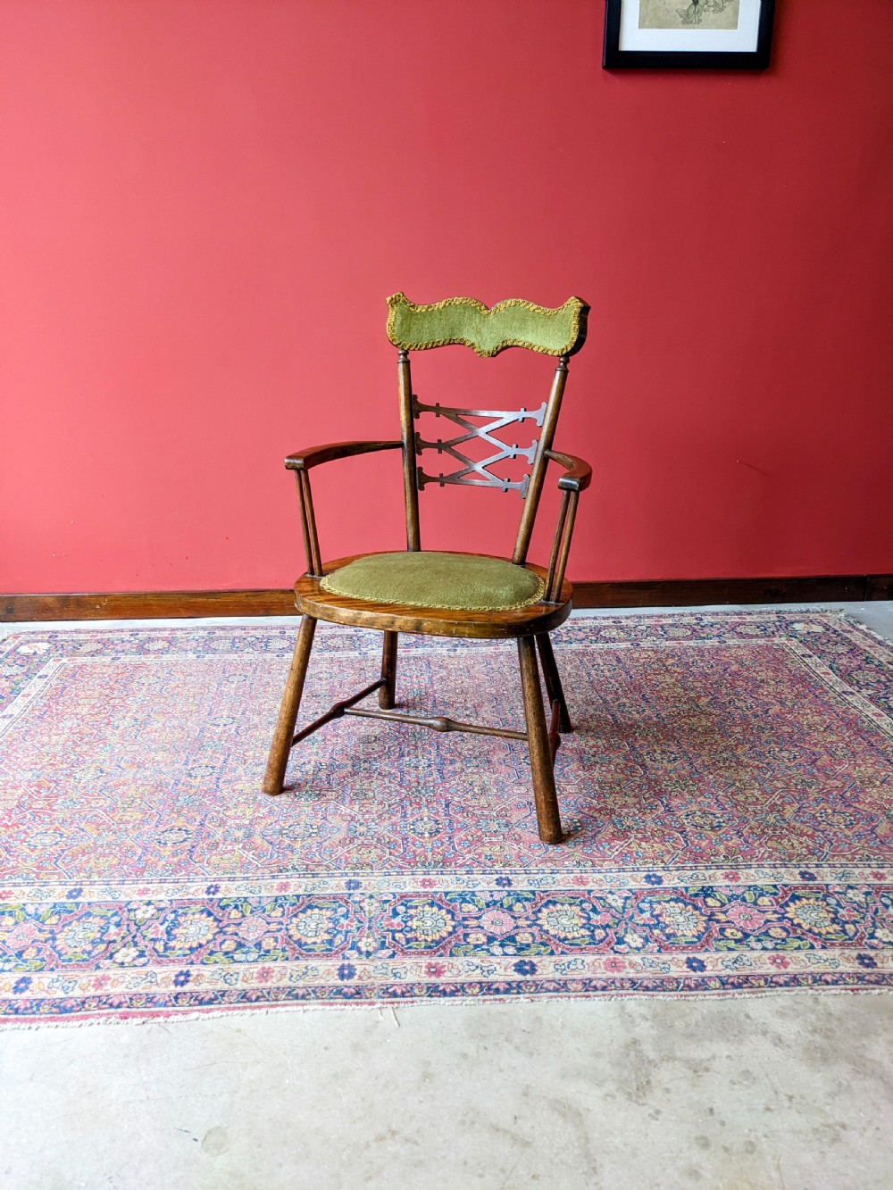 Antique Oak Diminutive Arts & Crafts Elbow Chair Circa 1900 View VIII