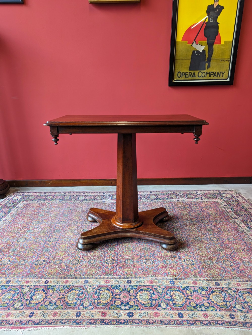 Antique Mid 19th Century Mahogany Pedestal Occasional Table View IV