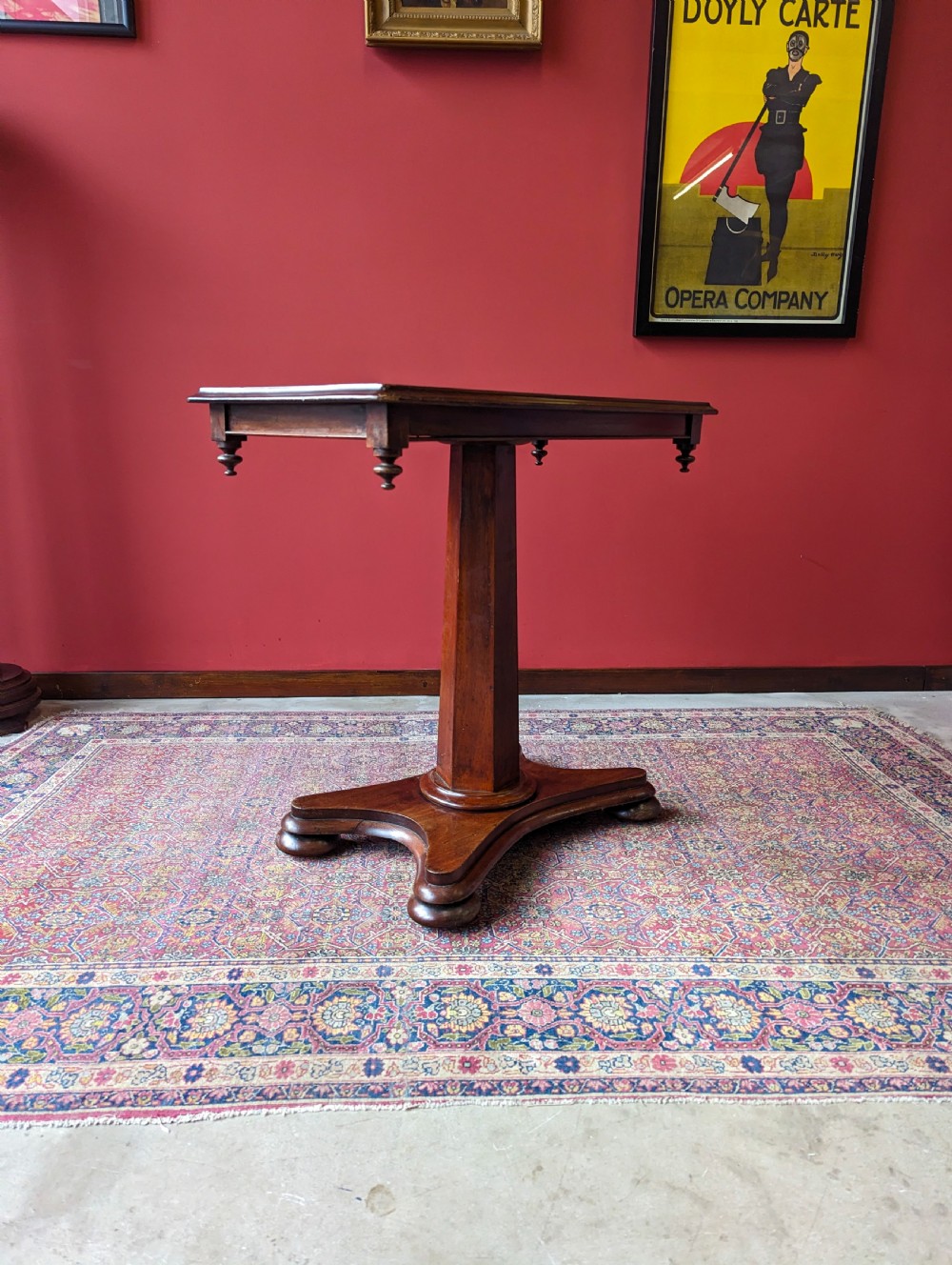 Antique Mid 19th Century Mahogany Pedestal Occasional Table View VI