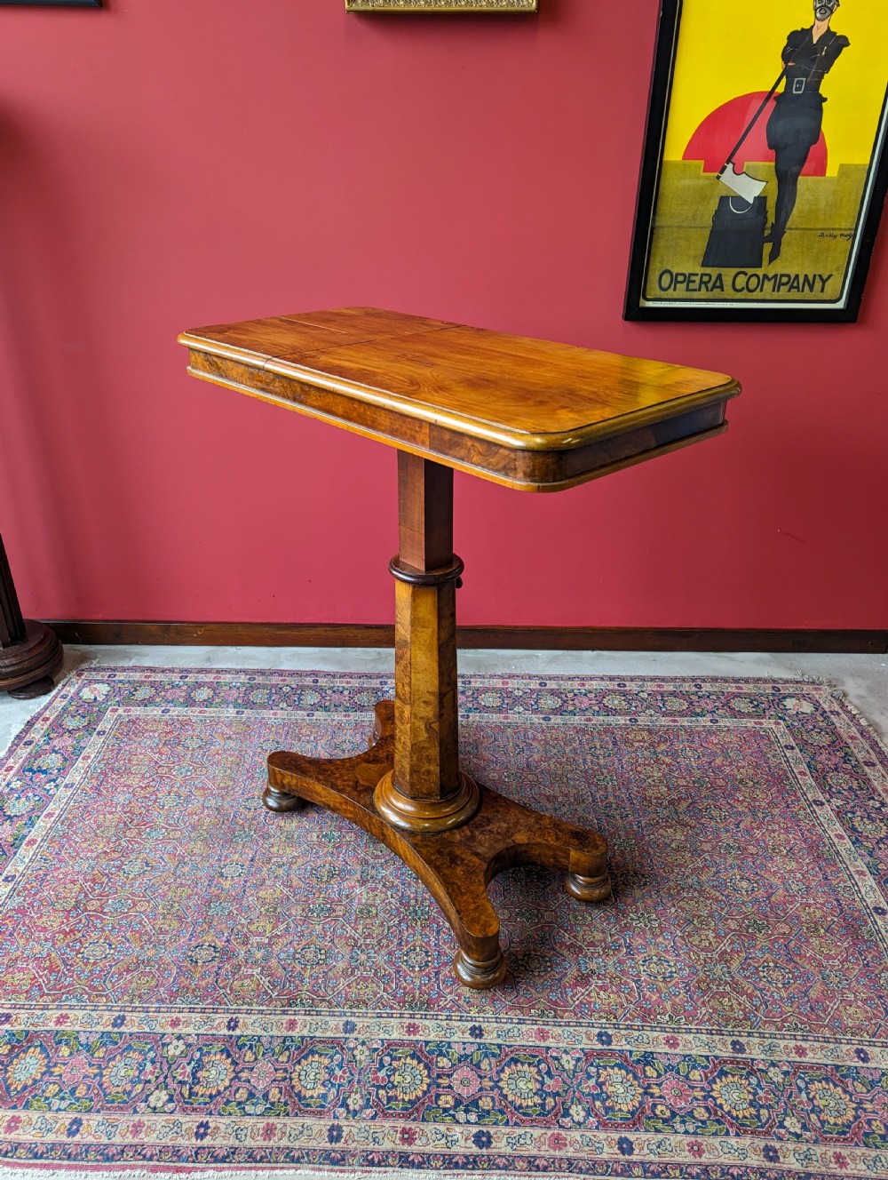 Antique Victorian Walnut Rise & Fall Duet Music Table / Reading Table
