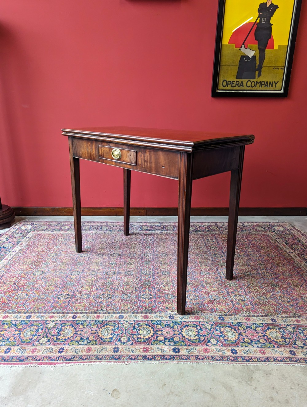 Antique Georgian Mahogany Fold Over Tea Table