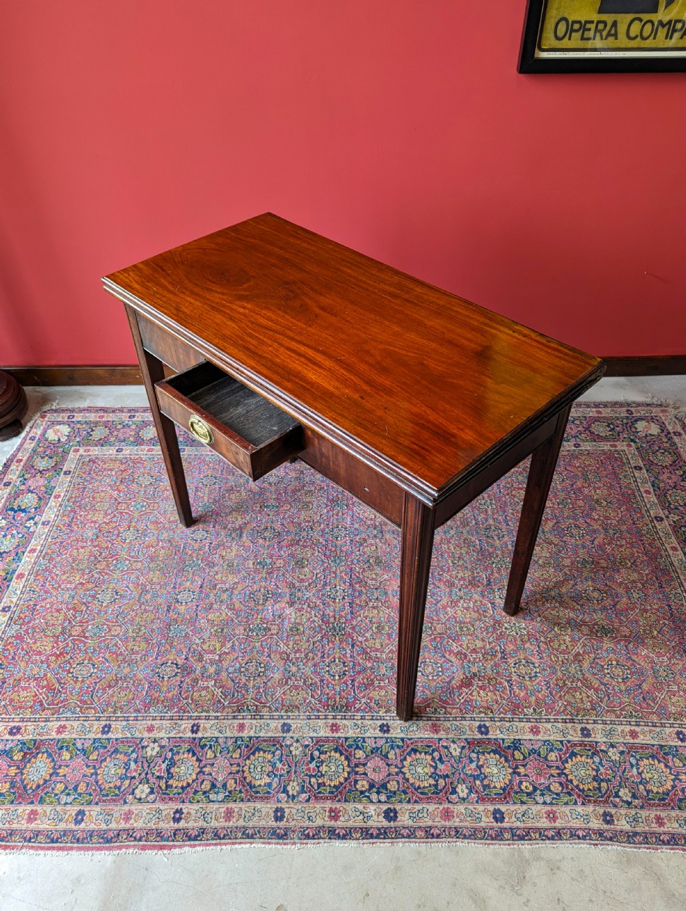 Antique Georgian Mahogany Fold Over Tea Table View VI