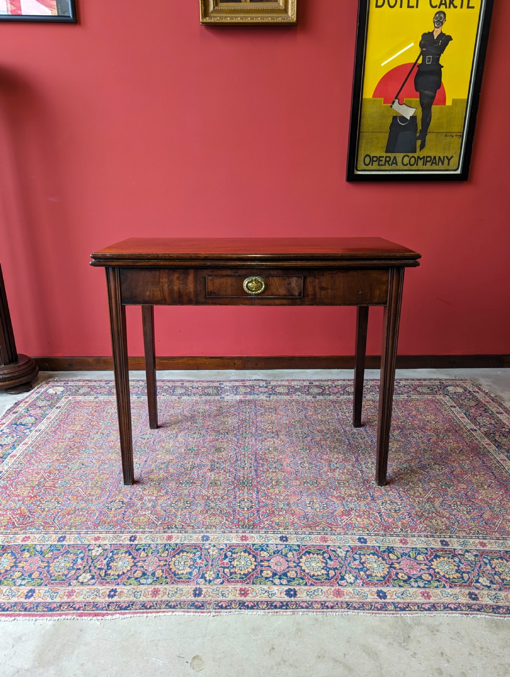 Antique Georgian Mahogany Fold Over Tea Table View XIX