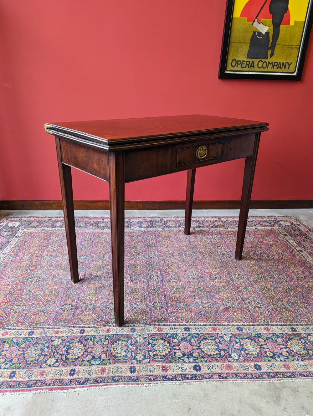 Antique Georgian Mahogany Fold Over Tea Table View XXIII