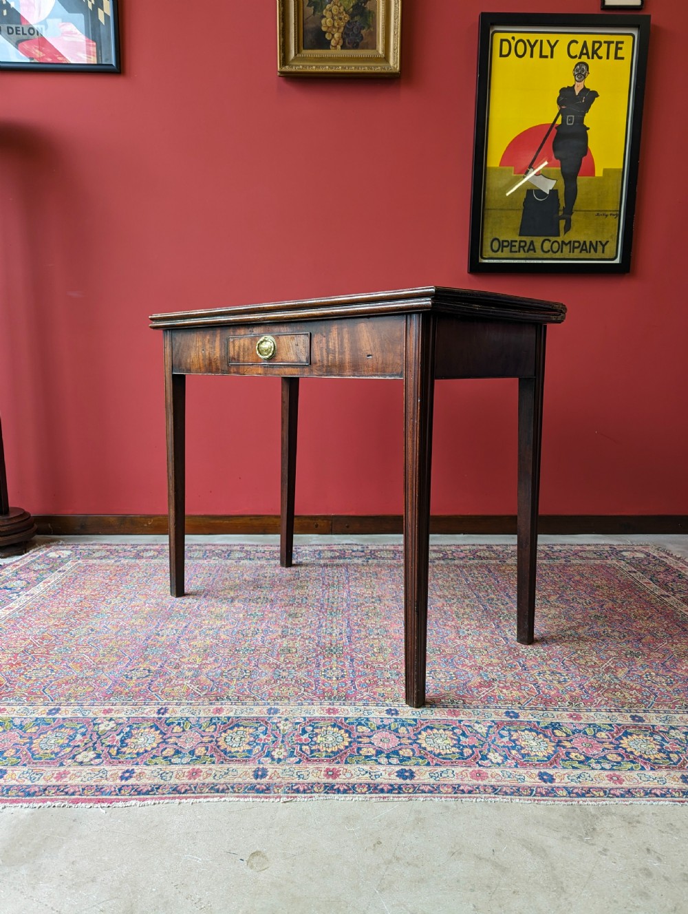 Antique Georgian Mahogany Fold Over Tea Table View XXV