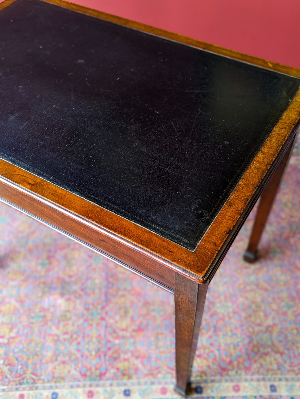 Antique Victorian Mahogany Leather Topped Writing Table View IV