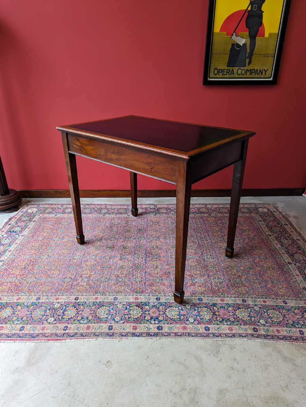 Antique Victorian Mahogany Leather Topped Writing Table View VI