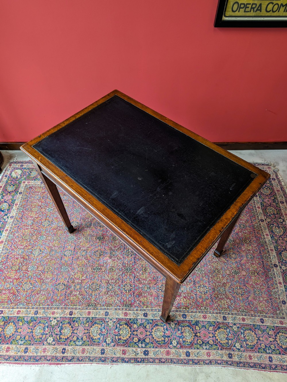 Antique Victorian Mahogany Leather Topped Writing Table View X