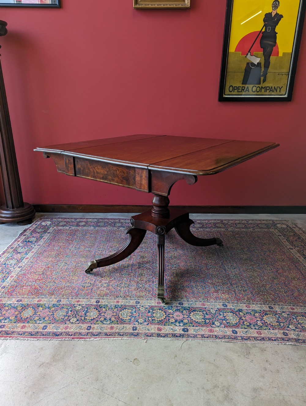 Antique 19th Century Regency Mahogany Pedestal Pembroke Table