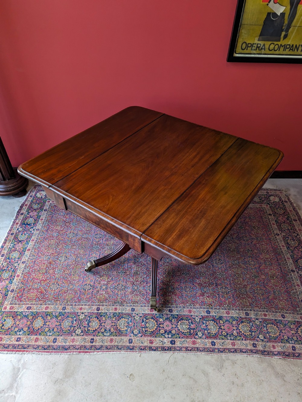 Antique 19th Century Regency Mahogany Pedestal Pembroke Table View VII