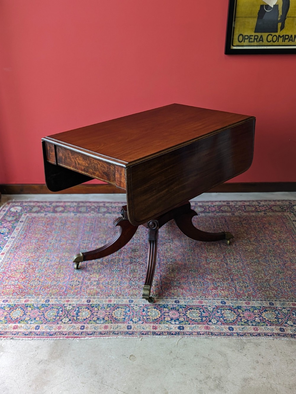 Antique 19th Century Regency Mahogany Pedestal Pembroke Table View VIII