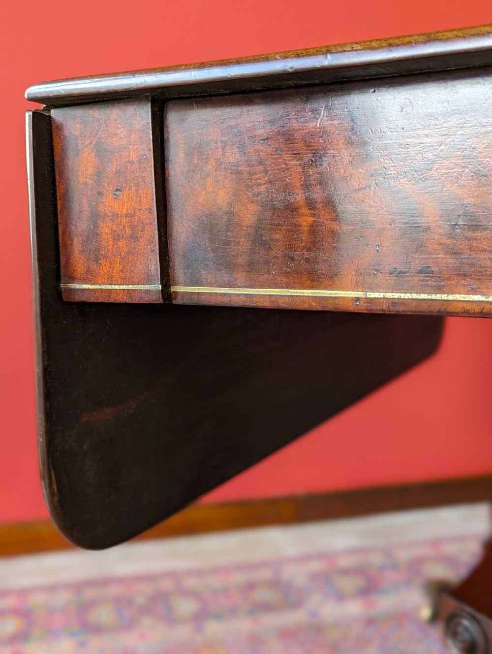 Antique 19th Century Regency Mahogany Pedestal Pembroke Table View IX