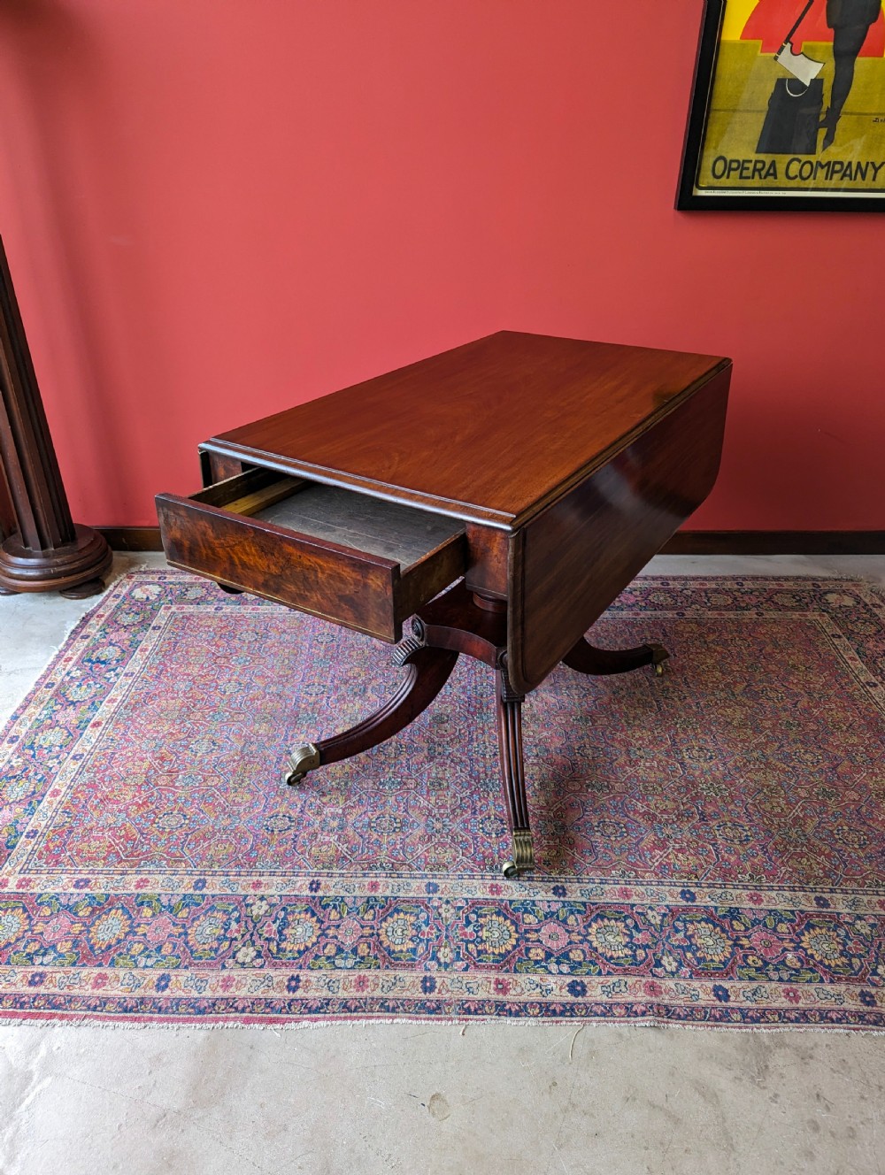 Antique 19th Century Regency Mahogany Pedestal Pembroke Table View X