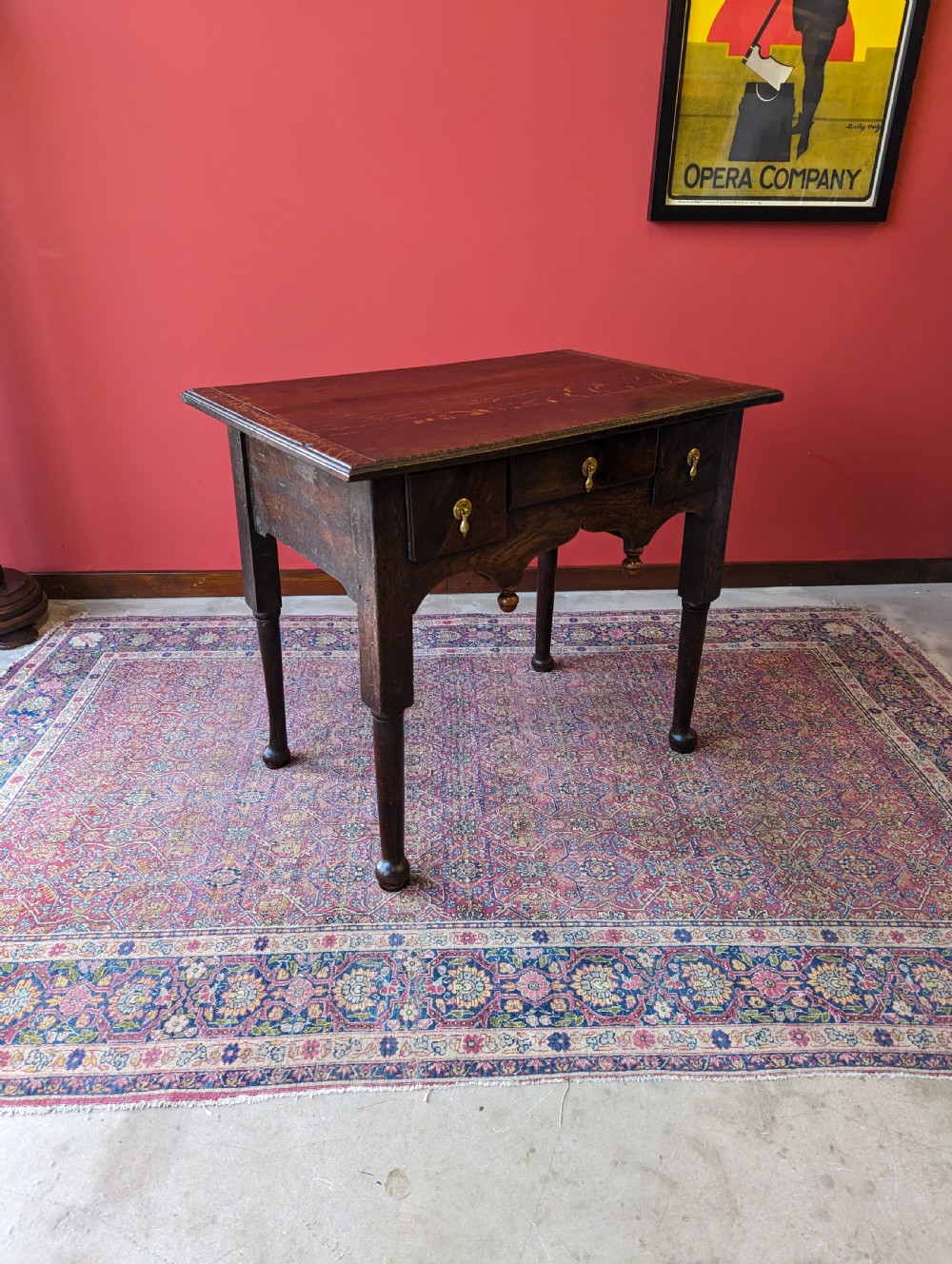 Antique Early 20th Century Oak Lowboy Side Table View II