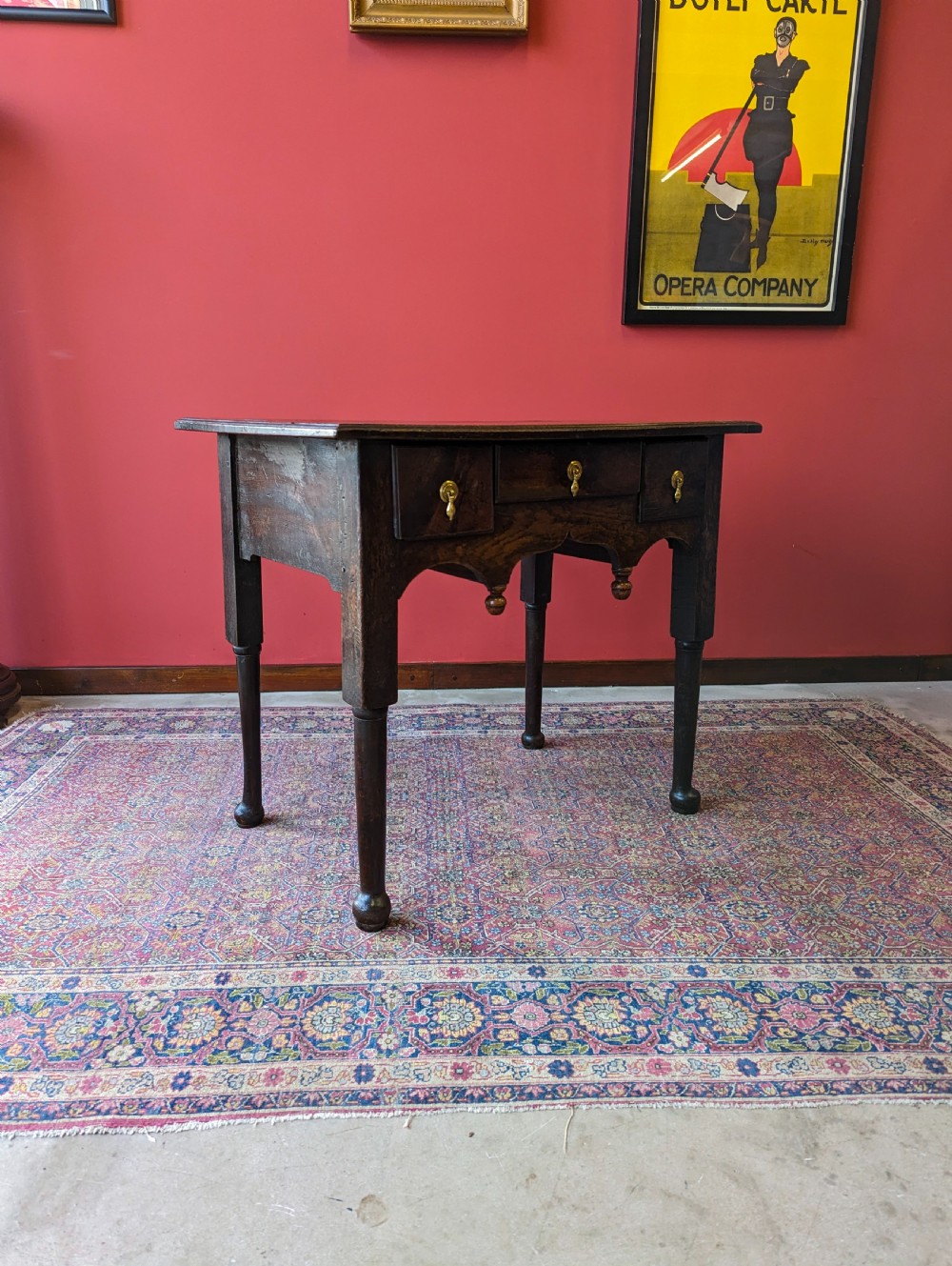 Antique Early 20th Century Oak Lowboy Side Table View III