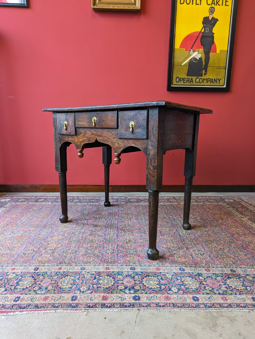 Antique Early 20th Century Oak Lowboy Side Table View IV