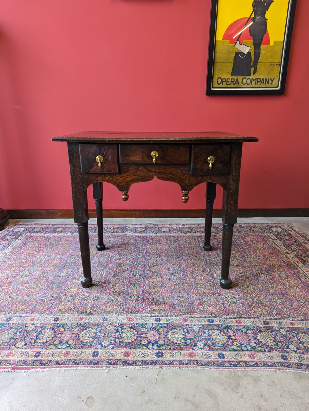 Antique Early 20th Century Oak Lowboy Side Table View VI
