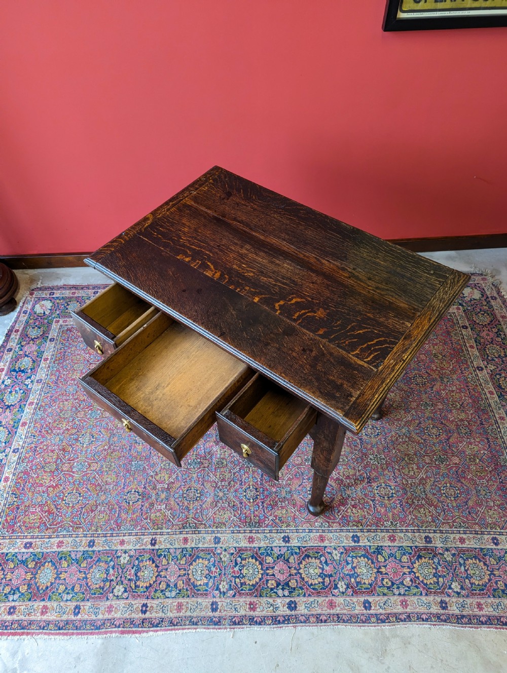 Antique Early 20th Century Oak Lowboy Side Table View VIII